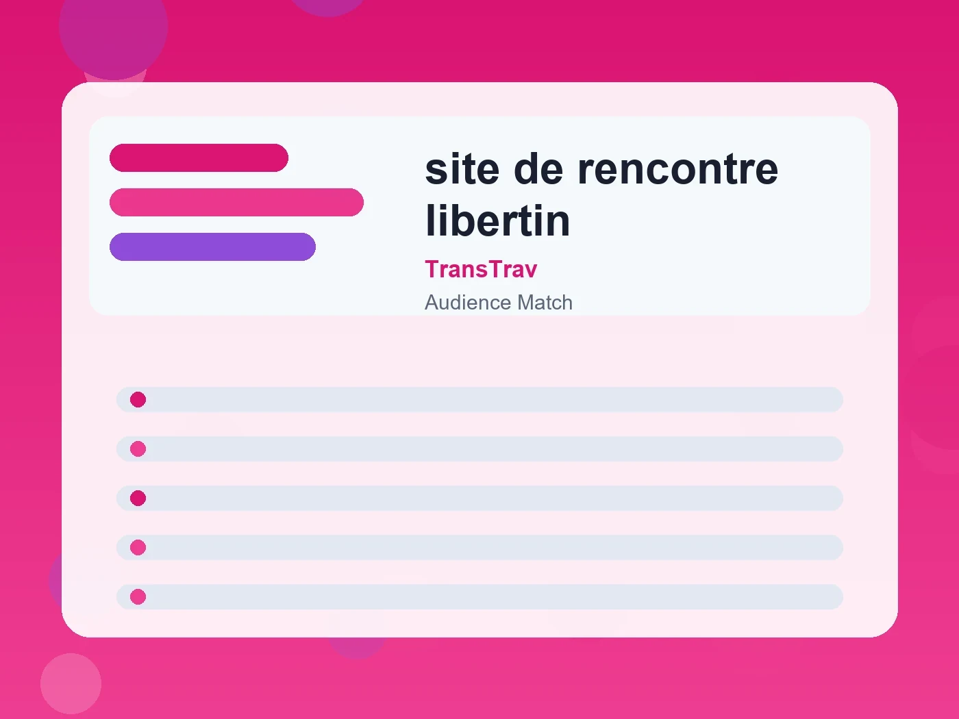 TransTrav site de rencontre libertin guide visual
